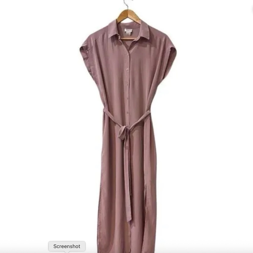 Club Monaco Danielle Silk Midi Dress Size 10 Shirt Button-Down Short Sleeve